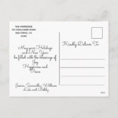 ピースオンアース金ゴールド鳩ホワイトクリスマス シーズンポストカード (裏面)