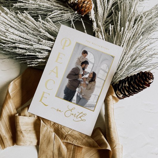 ピースオンアース金箔ホリデークリスマスカード 箔招待状