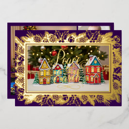 ピースオンアース、ファミリーポートレートパープル金ゴールド 箔シーズンカード