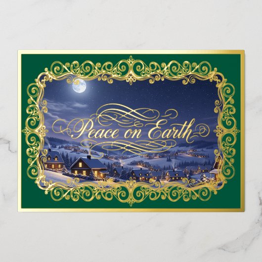 ピースオンアース、ファミリーポートレートフィリグリーグリーン 箔シーズンカード (正面)