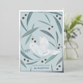 ピースオンアースDoveブルーシルバーフォイルホリデーカード 箔招待状 (立ち正面)