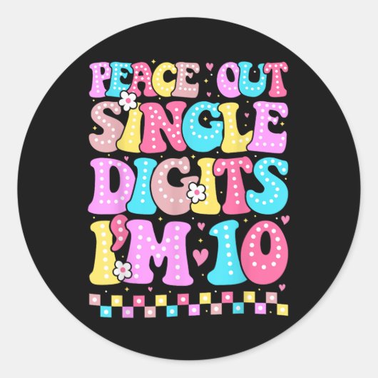 ピースオ独身のウトの数字Im 10誕生日女子10位 ラウンドシール (正面)