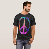 ピースカラフルサイン幾何学虹パターン60s tシャツ (正面フル)