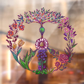 ピースカラフルフローラかわいいボホヒッピー装飾品 ウィンドウサイン (シート2)