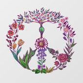 ピースカラフルフローラかわいいボホヒッピー装飾品 ウィンドウサイン (シート)