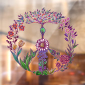 ピースカラフルフローラかわいいボホヒッピー装飾品 ウィンドウサイン (シート2)