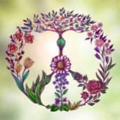 ピースカラフルフローラかわいいボホヒッピー装飾品 ウィンドウサイン