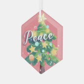 ピースカートンクリスマスツリーピンクメタルオーナメント ガラスオーナメント (正面左)