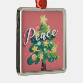 ピースカートンクリスマスツリーピンクメタルオーナメント メタルオーナメント (右)