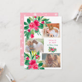 ピースクリスマスフローラ水の色3枚の写真snow カード (正面/裏面インサイチュ)