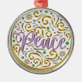 ピースクリスマスホリデー メタルオーナメント (正面)