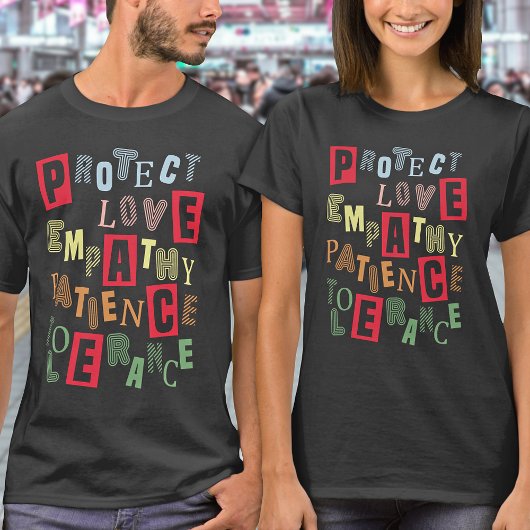 ピースクールポジティブなスクラップブックコラージュタイポグラフィ Tシャツ