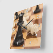 ピースクール付き非常にチェス盤 スクエア壁時計 (傾斜)