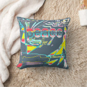 ピースグラフィックレッドイエローアクアピンクホワイト石板 クッション (ブランケット)