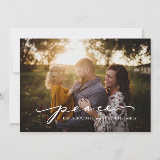 ピースグリーンのスクリプト |クリスマスフォトカード シーズンカード (正面)