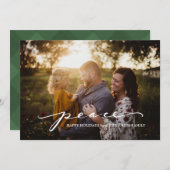 ピースグリーンのスクリプト |クリスマスフォトカード シーズンカード (正面/裏面)