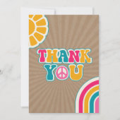 ピースグルーヴ熱いピンク茶色の赤ちゃんシャワーヒッピー サンキューカード (正面)