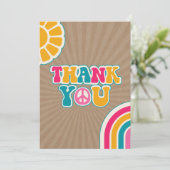 ピースグルーヴ熱いピンク茶色の赤ちゃんシャワーヒッピー サンキューカード (スタンド正面)