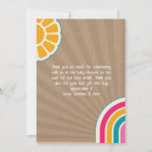 ピースグルーヴ熱いピンク茶色の赤ちゃんシャワーヒッピー サンキューカード (裏面)