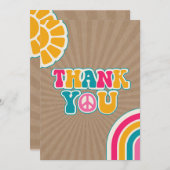 ピースグルーヴ熱いピンク茶色の赤ちゃんシャワーヒッピー サンキューカード (正面/裏面)