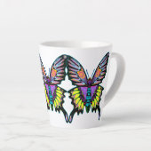 ピースサイケデリックラブミュージックバタフライ カフェラテマグ (右アングル)