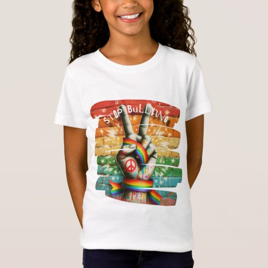 ピースサインいじめ撲滅TシャツTシャツ Tシャツ (正面)