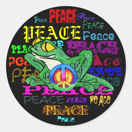 ピースサインとのPollywog ラウンドシール (正面)