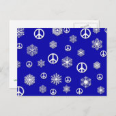 ピースサインとスノーフレークホリデーカード シーズンポストカード (正面/裏面)