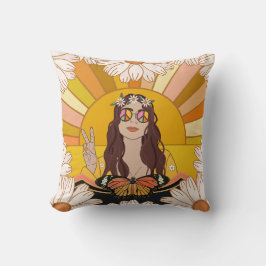 ピースサインとバタフライ クッション