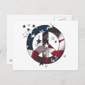 ピースサインのアメリカの星及びストライプな旗 ポストカード (正面/裏面)
