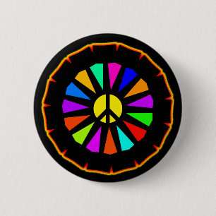 ピースサインのカラーホイール 缶バッジ