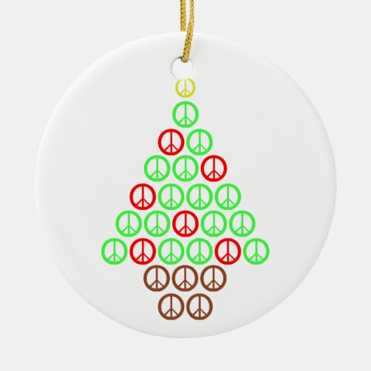 ピースサインのクリスマスツリー セラミックオーナメント (正面)