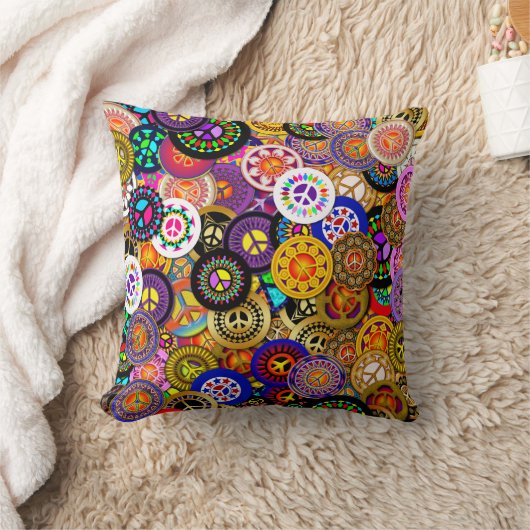 ピースサインのコラージュの装飾用クッション クッション (ブランケット)