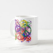 ピースサインのコラージュ コーヒーマグカップ (正面左)