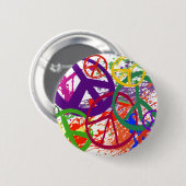 ピースサインのコラージュ 缶バッジ (正面&裏面)