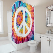 ピースサインのタイダイ シャワーカーテン (インサイチュ)