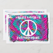 ピースサインのパーティの招待状 招待状 (正面/裏面)