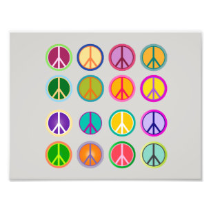 ピースサインのヒッピーPopart、第70 1970年 フォトプリント
