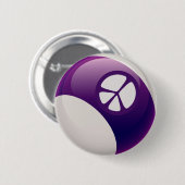 ピースサインのビリヤードボール 缶バッジ (正面&裏面)