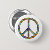 ピースサインのフラクタル幾何学的な001 缶バッジ (正面&裏面)