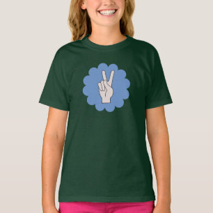 ピースサインのフラワーパワーの女の子のワイシャツ Tシャツ