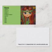 ピースサインのヘッドバンドを持つ緑のヒッピー 名刺 (正面/裏面)