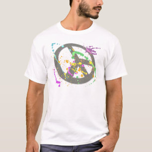 ピースサインのペンキの(ばちゃばちゃ)跳ねる Tシャツ