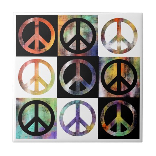 ピースサインのモザイク タイル (正面)
