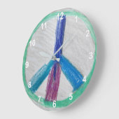 ピースサインのラウンドクロック ラージ壁時計 (傾斜)