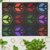 ピースサインのレトロの腰回りが大きな愛 キッチンタオル (折り畳み)