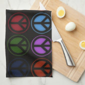 ピースサインのレトロの腰回りが大きな愛 キッチンタオル (四つ折り)