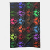 ピースサインのレトロの腰回りが大きな愛 キッチンタオル (縦)