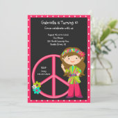 ピースサインの女の子の招待のヒッピーの女の子 招待状 (スタンド正面)