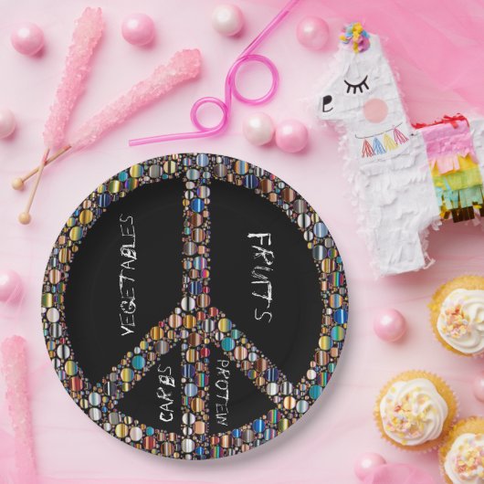 ピースサインの宝石の部分制御紙プレートblk ペーパープレート (パーティー)